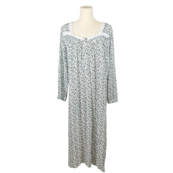 Eileen West Floral Nightgown | Cotton Modal Ruffle Hem Country Prairie | L - Picture 1 of 9